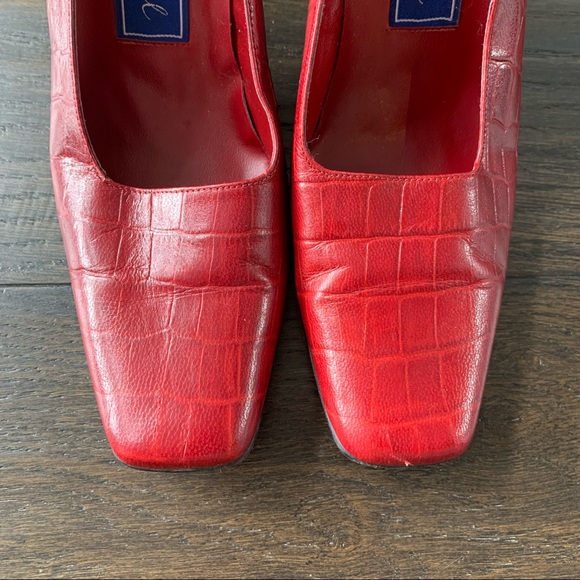 Pierre Michel Size 7 Red Leather High Heels - Picture 4 of 12